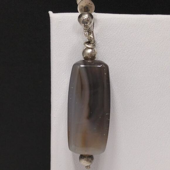 1950s Quartz Stone Earrings Silver Tone Screw Back Boho Natural Vintage - Picture 8 of 10